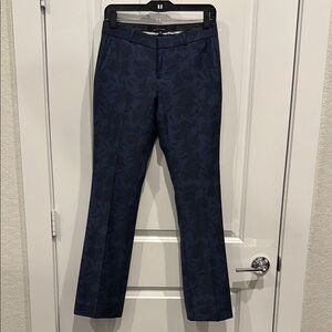 Banana Republic Blue Floral Tailored Wool Blend Trousers